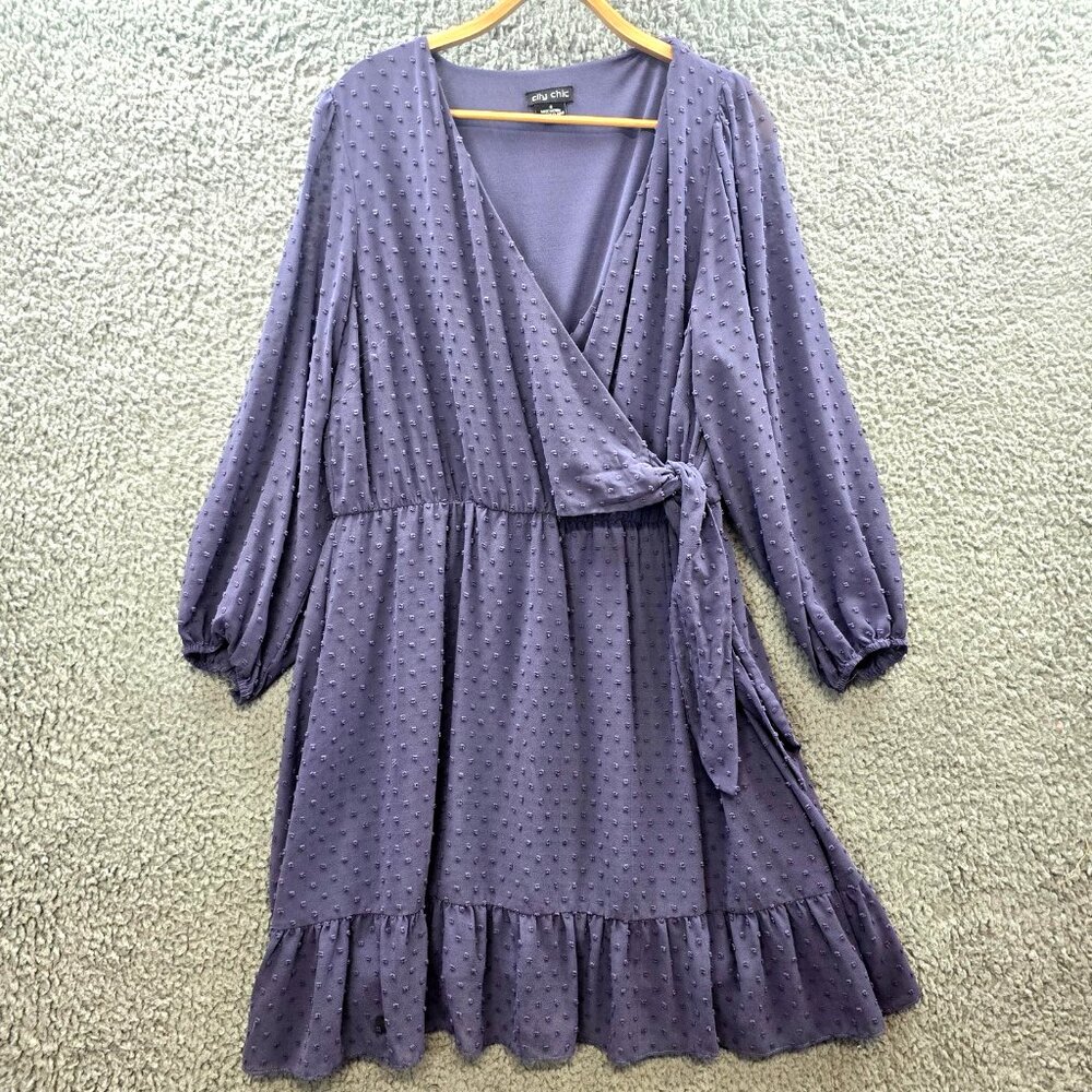 City Chic Womens A-line Dress Plus Blue Raiused Dot